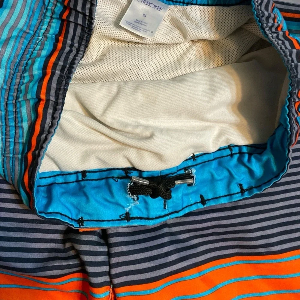 Cherokee Multicolor Striped Swim Shorts Trunks and rash guard 8 Medium